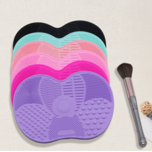 硅胶苹果洗刷垫现货硅胶化妆刷清洁垫美妆刷洗刷垫清洁刷带吸盘垫